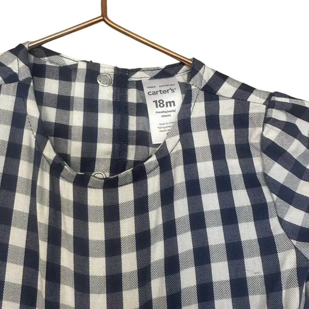 Carter’s blue white infant toddler dress buffalo plaid size 18 months